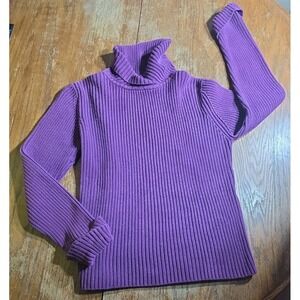 Vintage 90s Knit Sweater Women's Large Purple Ribbed Pine Cove